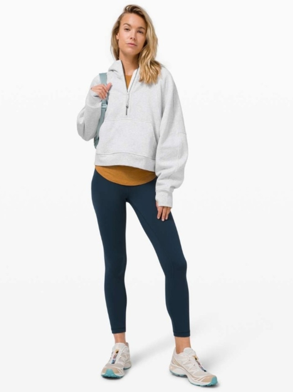 Lululemon Scuba Oversized 1/2 Zip HoodieHeathered Core Ultra Light Grey m/l